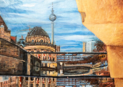 Reverse- Zoom Reflection Berlin - acrylic painting on compensated wood (120x60 cm), Laetitia Hildebrand, 03.2021